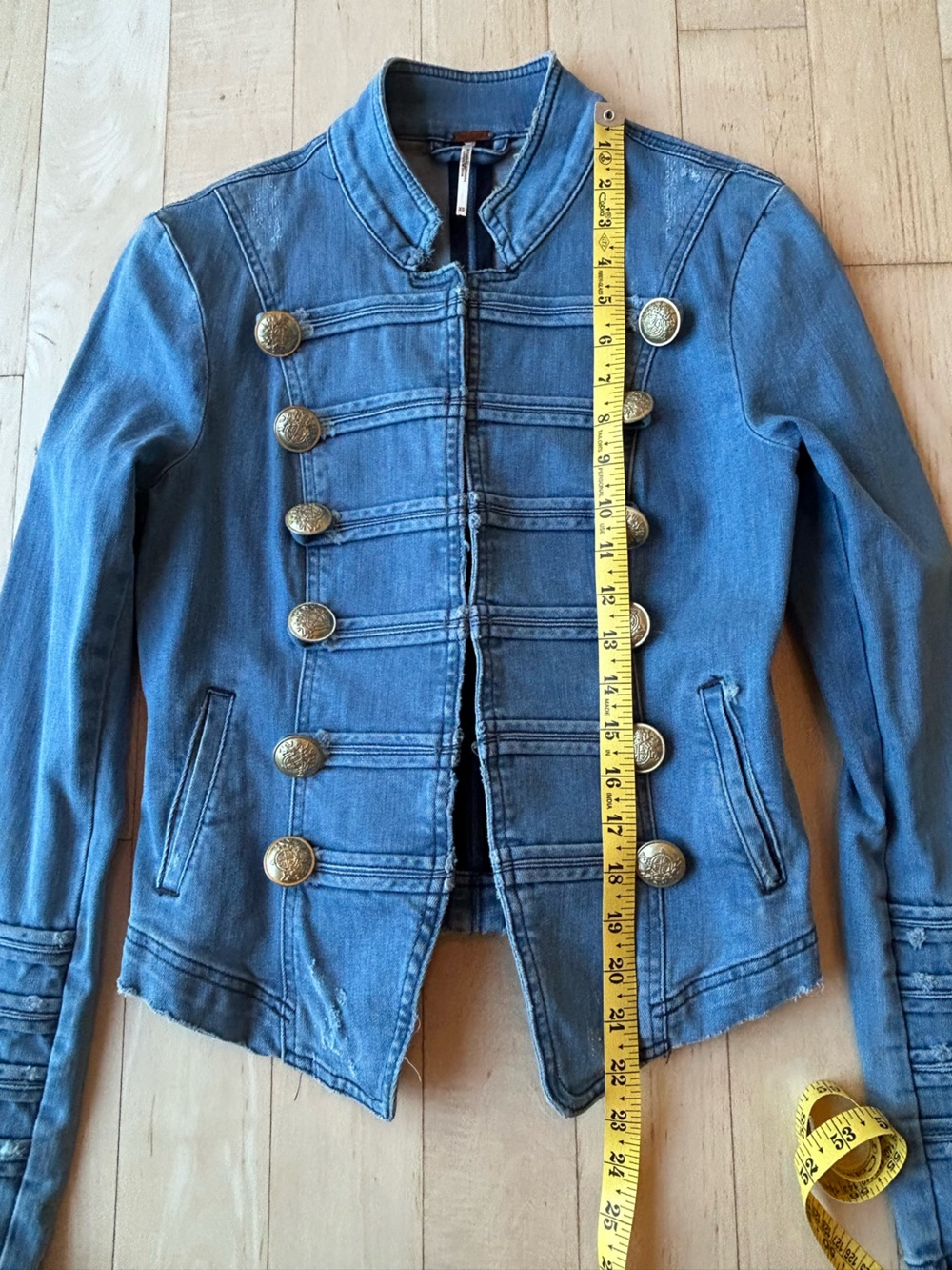 Free People Light Blue Denim Military Jacket Size XS - Picture 13 of 16